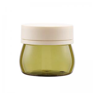 Quality 30g 50g 80g 100g Cosmetic Clear Green Glass Jar With Plastic Lid For Body Cream for sale