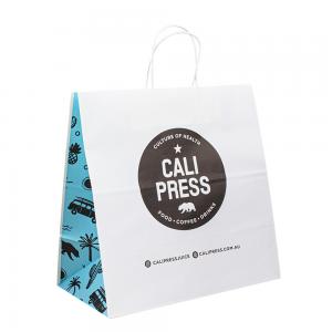 Quality Takeaway Handle Paper Bags with Uncoated Lining Suitable for 10kg Carry Weight for sale