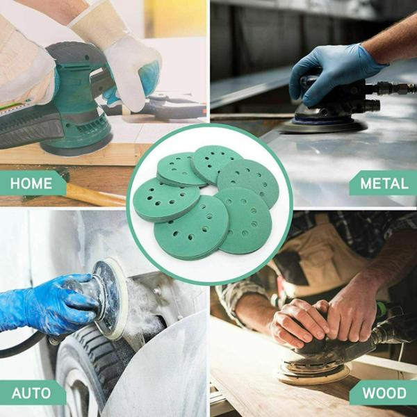 6inch car putty Sanding Discs Hook And Loop film polyester substrate green