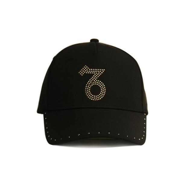 Buy Rhinestone Logo Small Baseball Cap / New Style Women Black Cotton Twill Cap Hat at wholesale prices