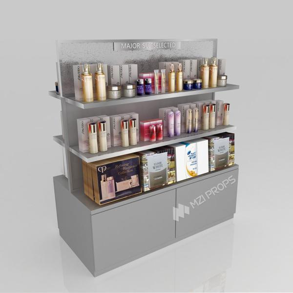 GDR11-ZD01-B Cosmetics Retail Display with LED Light Strips and Gray Glass for Mall Boutiques