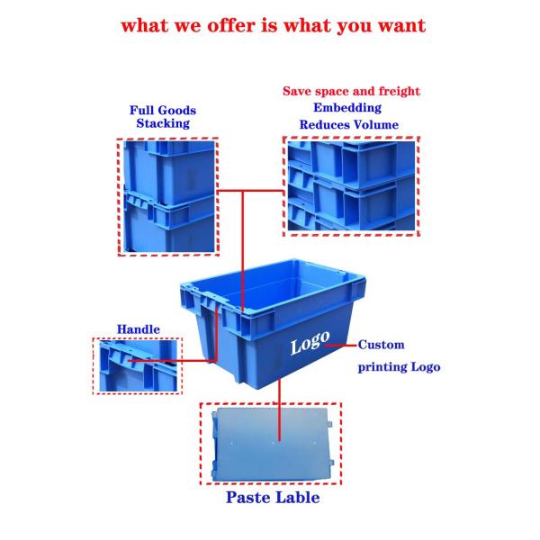 45L Heavy Duty Industrial Storage Logistic Plastic Transport Turnover Box with Logo