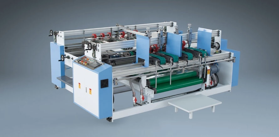 Double-Piece Carton Box Gluer, Automatic Feeding + Manual Folding + Automatic Pressing