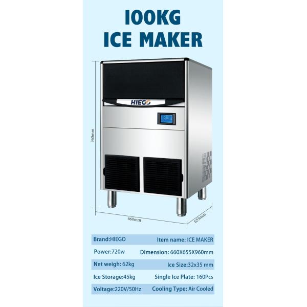 100KG/24Hr Crescent Ice Machine R404 45kg Clear Ice Making Machine For Commercial