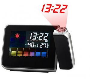 Quality Digital LCD Clock Snooze Alarm Clock Temperature And Humidity Meter Color Display LED Backlight Desktop Clocks Projector for sale