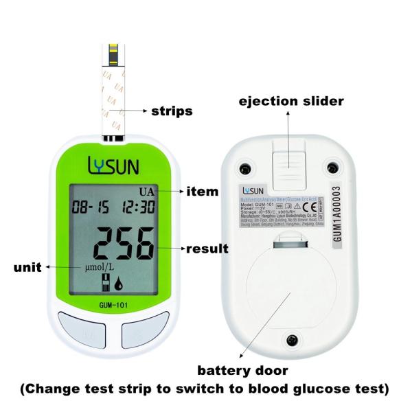 05 Lysun Brand Electrochemistry Method 2 in 1 Glucose& UA Multifunction Analysis Meter