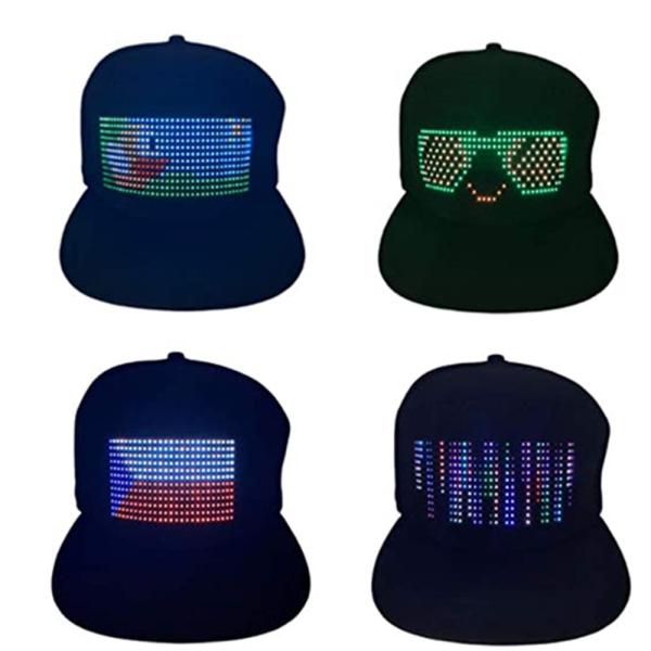 Buy Black Bluetooth LED Hat With Display Programmable Mobile App Control at wholesale prices