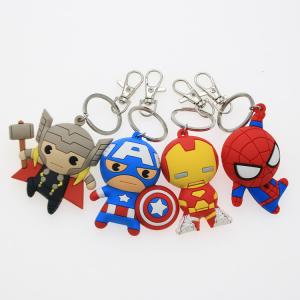 Quality Custom 3D Cartoon Anime Captain America Rubber Keychain Metal Key Ring Pvc Key Chain For School Bag for sale