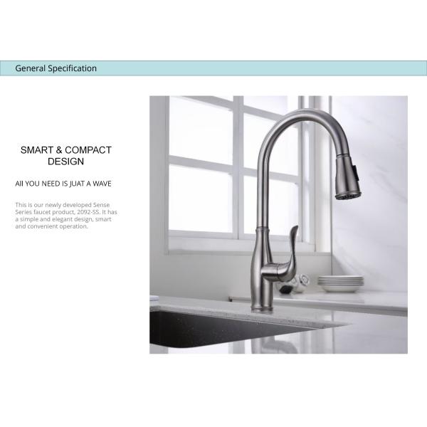 Touch Sensor Single Hole Single Handle Kitchen Faucet SUS304 Kitchen Sink Water Mixer