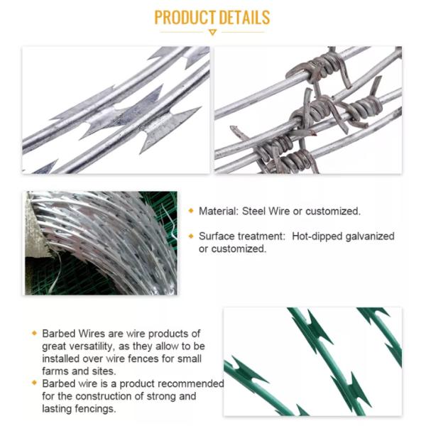 CBT 65 Razor Blade Wire Fence razor wire coil 0.5mm Thickness prison razor wire