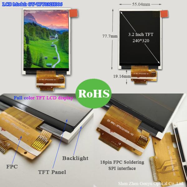 ST7789 3.2 Inch TFT LCD Display 240x320 Dots 18pin Soldering FPC Touch Optional