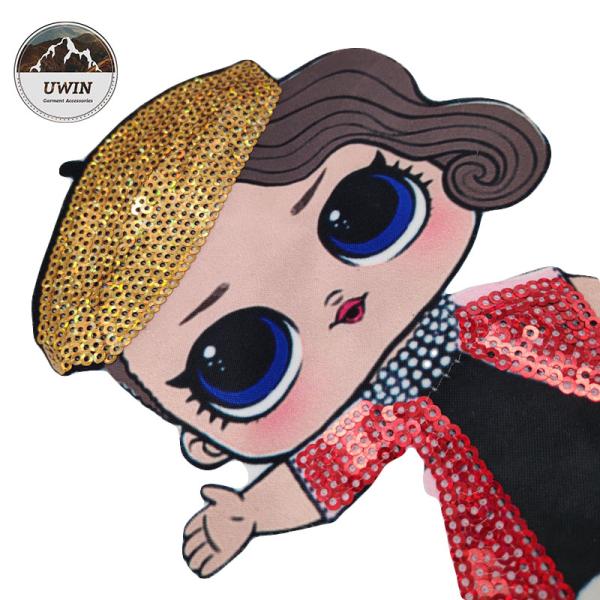 Customized Design Woven Badges No Minimum , LOL Sequin Embroidery Patch