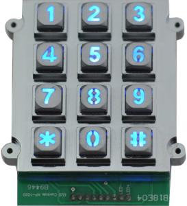 Quality Ruggedized Backlit 12 Keys Keypad Vandal Resistant Keypad Dot Matrix for sale