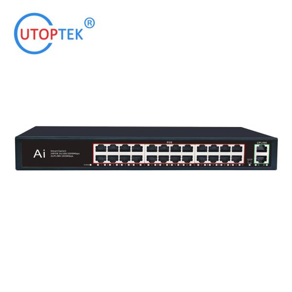 Buy Unmanaged 24x10/100/1000M POE+2 UPlink UTP IEEE802.3af/at 30W POE Etherent switch for CCTV Network system at wholesale prices