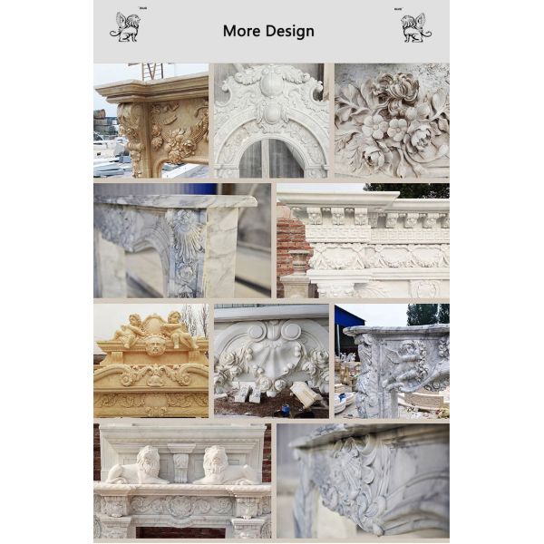 Marble Fireplace Stone Lions French Style Fireplace Mantel Beige Travertine Luxury Home Decor Modern Design