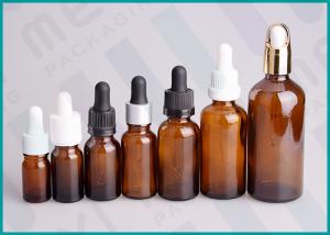 China 5ml - 100ml Amber Dropper Bottles , Cosmetic Essential Oil Dropper Bottle  on sale