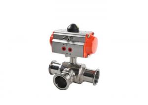 Quality Stainless Steel Sanitary Control Valves , Pneumatic Actuated Ball Valve Welded Connection Type for sale