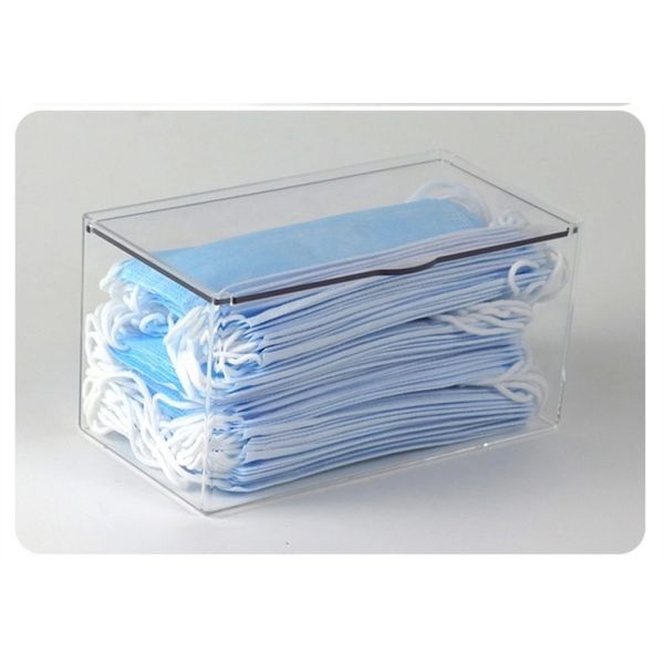 21.5cm PMMA Household Storage Bins Extra Large Plastic Storage Containers With Lids For Face Masks