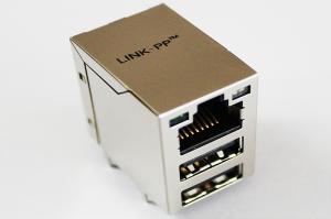 China 100Base PC Card Surface Mount RJ45 Jack / USB Connector With LED Vertical 1 x 1 on sale