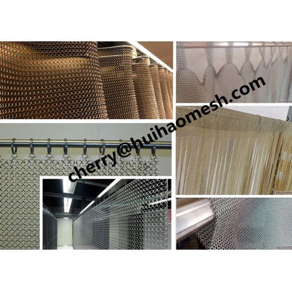 Gold Color Chainmail Mesh Fabric 1.5x15mm For Room Partition