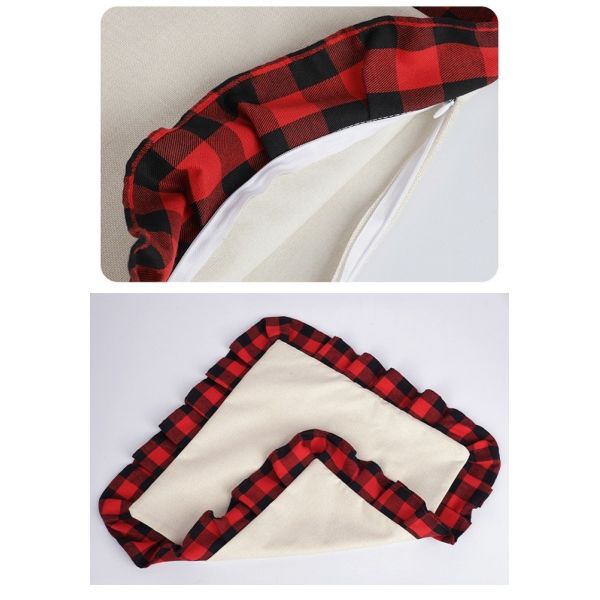 Double Sided Sublimation Pillow Case Blanks Printed Plaid Cotton Linen Sublimation Pillow Cover