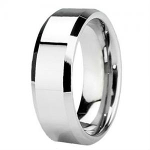 China Tagor Jewelry Made 8mm Cobalt Ring Flat Polished Finish Beveled Edges Wedding Band Ring on sale