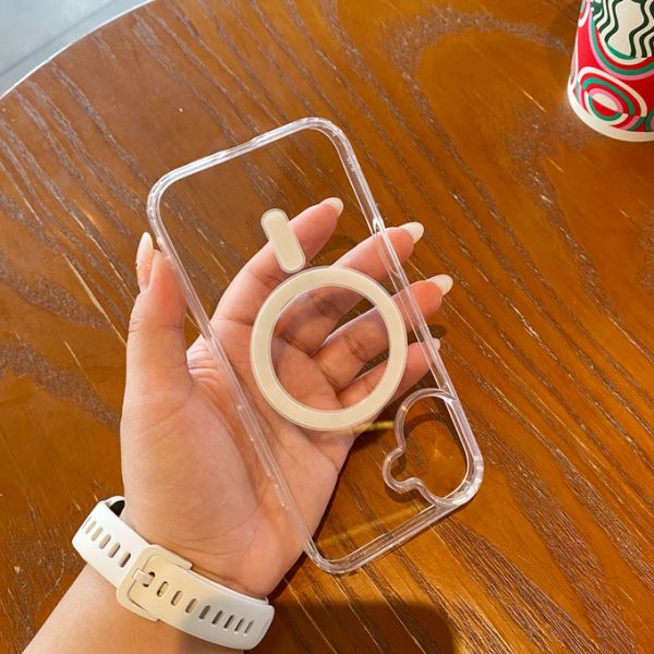 Crystal Clear TPU PC Mag Safe Phone Case For iPhone 15 14 Transparent Cover