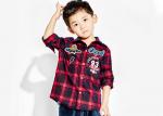 Checked Woven Fabric Kids Boys Clothes Kids Long Sleeve Polo Shirts Soft