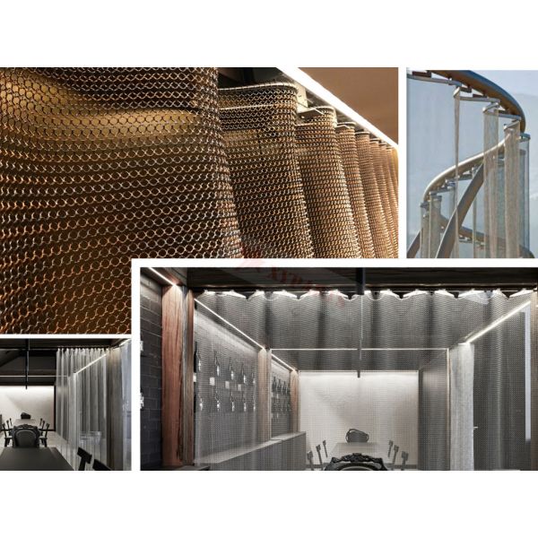 Gold Color Chainmail Mesh Fabric 1.5x15mm For Room Partition