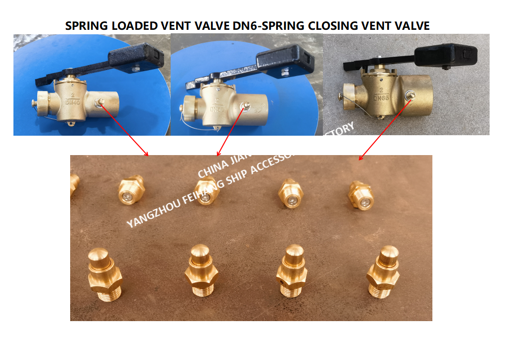 DN6 Brass Spring Loaded Vent Valve with Marine Application and Self-Closing Mechanism