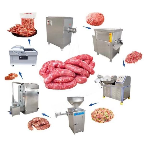 Automated Industrial Sausage Production Line Professional Meat Stuffing Machine 10kw
