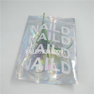 China Holographic Laser Aluminium Foil Bag Custom Logo Printing Zipper Top For Eyelash on sale