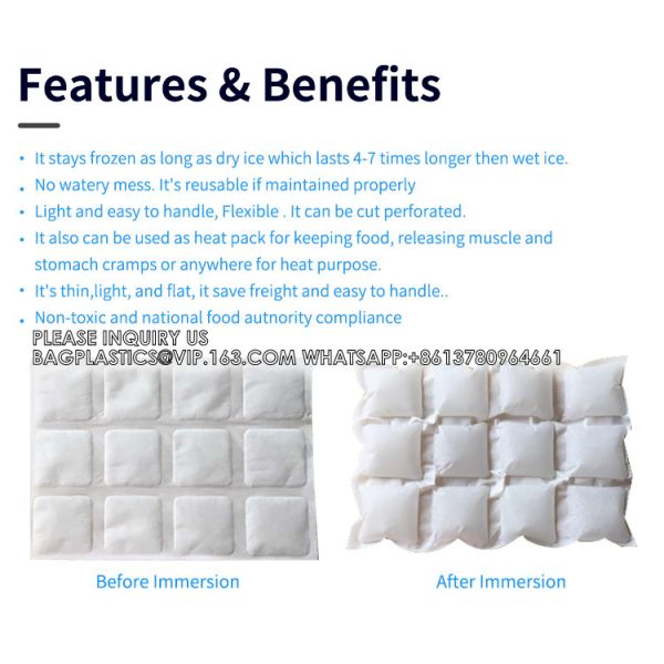 Ice Pack Sheet Absorption Water Fabric Reusable Freezer Dry Ice Cold Packs Gel Packs For Fresh Food Delivery