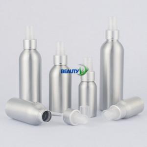 China Empty metal packaging  silver aluminum body mist spray bottle with black top on sale