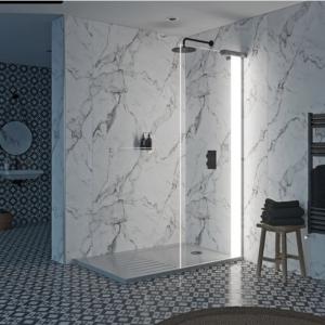 Quality Walk In Glass Shower Door Frameless Design  Polished Edge for sale