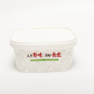 China Custom Kraft Square Paper Bowl With Lids 1000ml Disposable Salad Container on sale