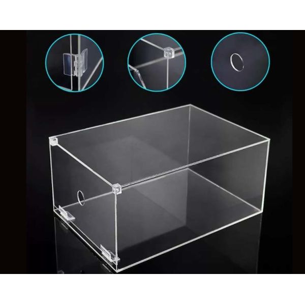 Shoe Box Packing Clear Acrylic Display Case With Magnets Lid Sneaker