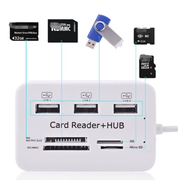 ABS 7 In 1 Multiport USB HUB Splitter For Desktop / Laptop