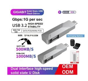 Portable Type C Solid State Drive USB3.2 2 Tb Usb Stick SATA And Nvme Interface