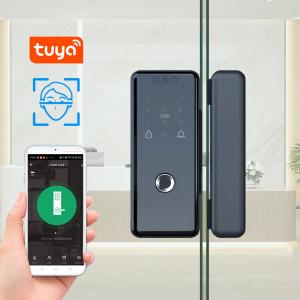 Quality 3D Face Tuya Glass Door Smart Lock Full Automatic Fingerprint Passcode IC Card for sale