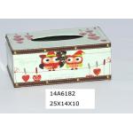 China PU Color Printing Dirt Resistant Wooden Tissue Box for sale