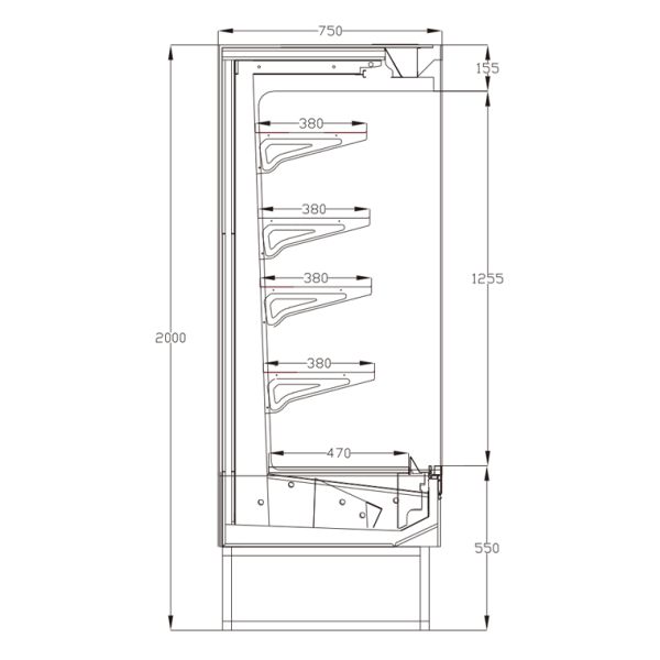 Triple Double Glazed Glass Supermarket Chiller With Transparent Endpanel