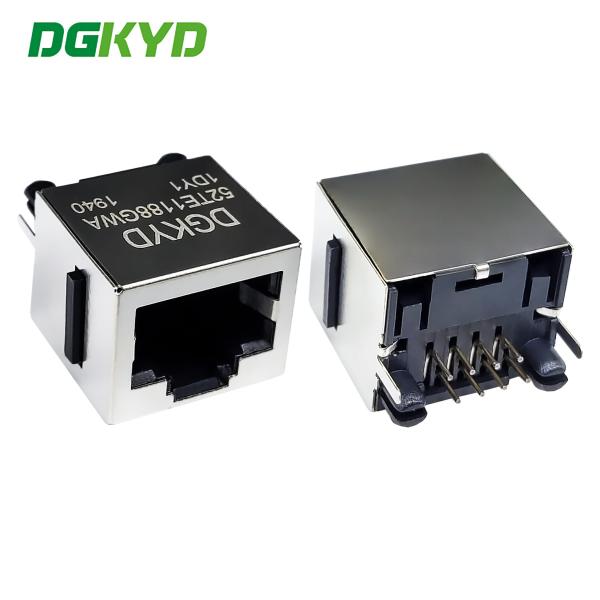 Buy 180 Degree Vertical Interface RJ45 Connector Without Light Strip Shielding Network Port Socket DGKYD52TE1188GWA1DY1 at wholesale prices