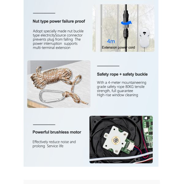 Uninterrupted Power Failure Function Robot Vacuum Cleaner Mops High- Rise Exterior Window Cleaning Robot