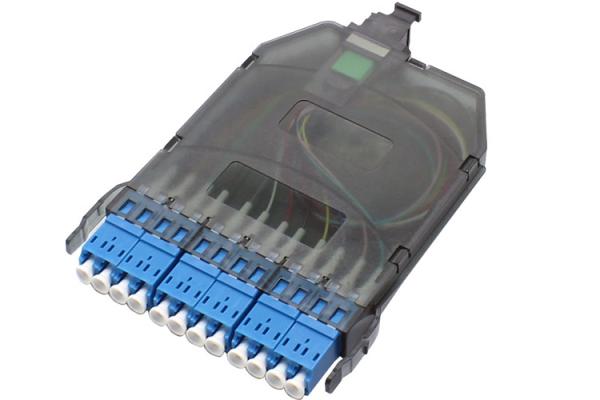 Buy 12 Fibers OS2 Single Mode MPO MTP Cassettes MPO To 3 X Quad LC Adapter Cassette at wholesale prices