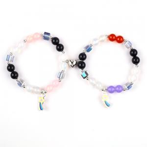Quality 8MM Multi-Color Natural Crystal Friendship Jewelry Distance Bracelet Hearts Magnets Bracelet For Gift for sale