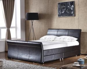 Quality European Style PU Leather Bed Upholstered Plywood 4 Drawer Storage Bed Frame for sale