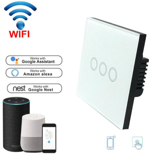 Buy EU Standard Wifi Light Switch Wall Switch Wireless Smart Switch 220v APP Control with Alexa/google home 1/2/3 Gang at wholesale prices