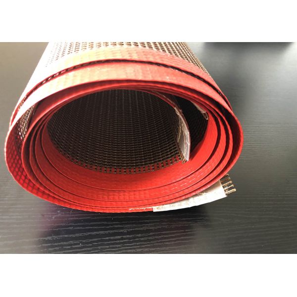 Fiberglass Wire Mesh Oven PTFE Conveyor Belt With Red Wedge And Joint