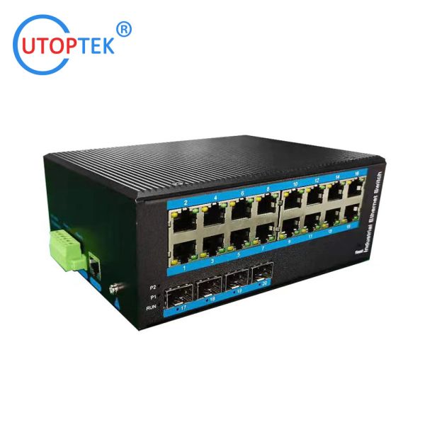 UT416GM-SFP L2 Managed Industrial 4x1000M SFP+16x10/100/1000M RJ45+1xConsole port, DIN Rail,-40 ~+85 ℃ Ethernet Switch